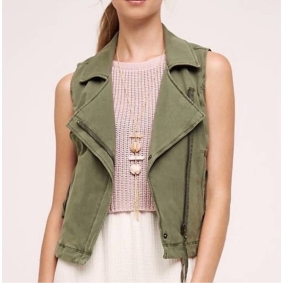 ANTHROPOLOGIE Marrakech Moto Utility Asymmetrical Knit Vest Navy Blue Size M - Picture 14 of 14